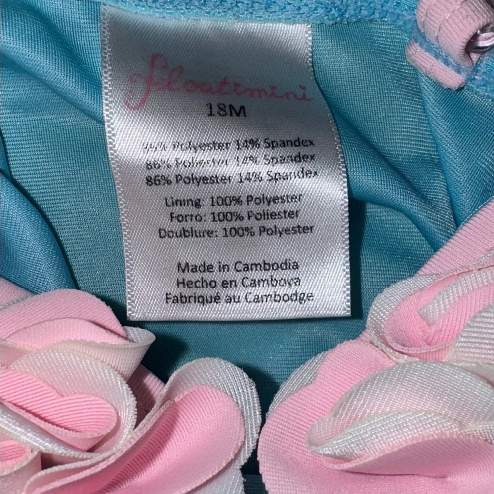 Floatmini Floral Top Pink & Blue Iridescent Unicorns Tutu Toddler Bathing Suit
